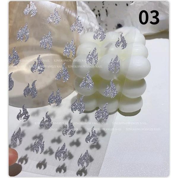 New Fashion Glitter 3D Nail DIY Stickers Silver Powder Butterfly Star Design Laser Love Heart Foils Sparkly Decoration Manicures