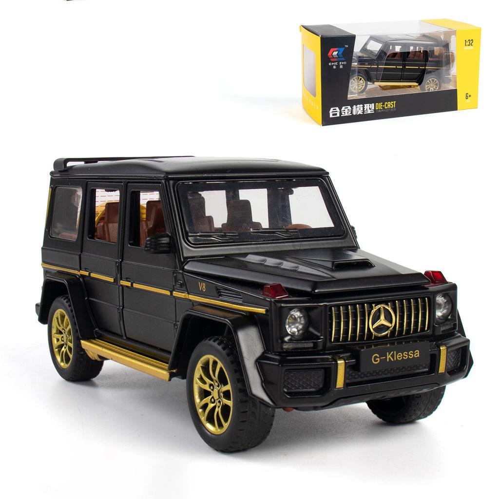 Коллекционная игрушечная машина Benz G63 AMG из сплава в масштабе 1/32, литая модель автомобиля с откидной спинкой, подсветкой и звуком