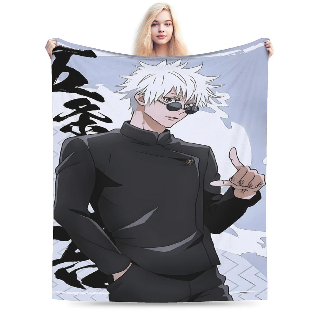 Gojo Satoru Blankets Winter Super Soft Throw Blanket For Girl Bedroom Flannel Bedspread Bed Cover