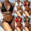 European and American Solid Color Sexy Bikini Women Split Swimsuit Triangular Bikini