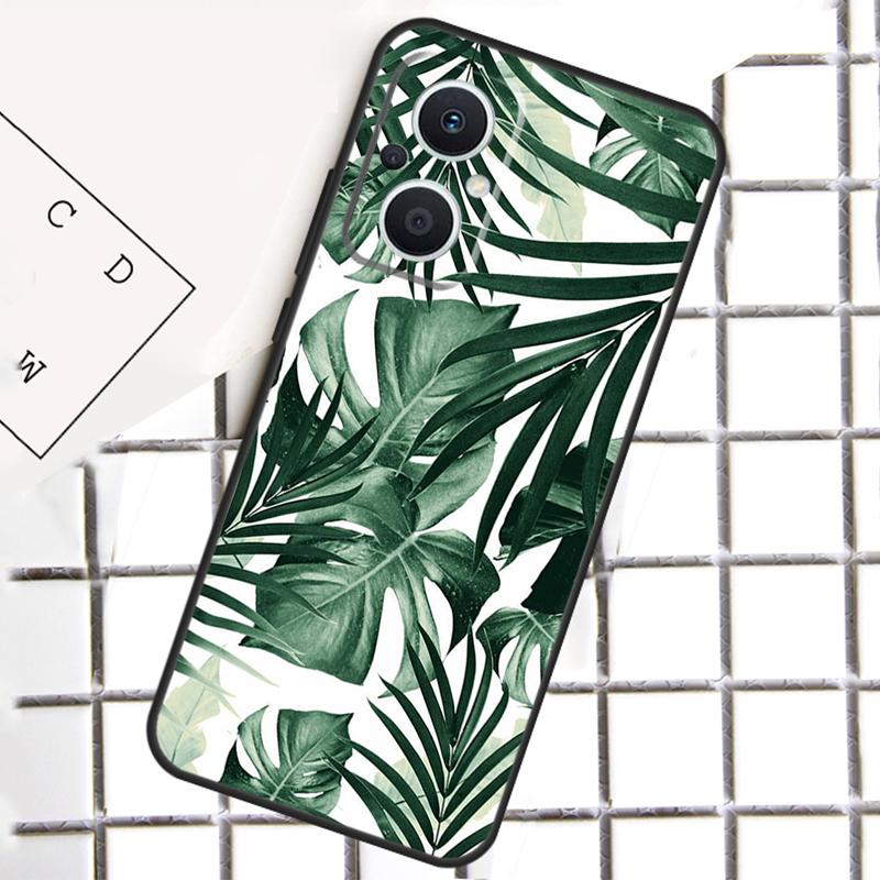 Чехол для телефона с тропическим узором листьев для OPPO Reno 8T 7 8 Lite 14F 14 13 12 11 F 10 Pro OPPO Find X8 X6 X5 Pro
