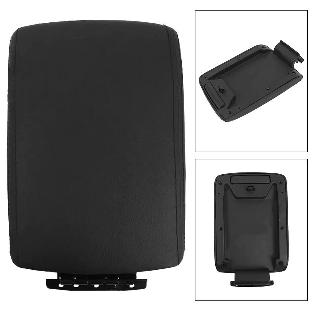 Console Lid Cover Black Leather Armrest Car Interior Long-lasting Performance Quick Installation Reliable Materials