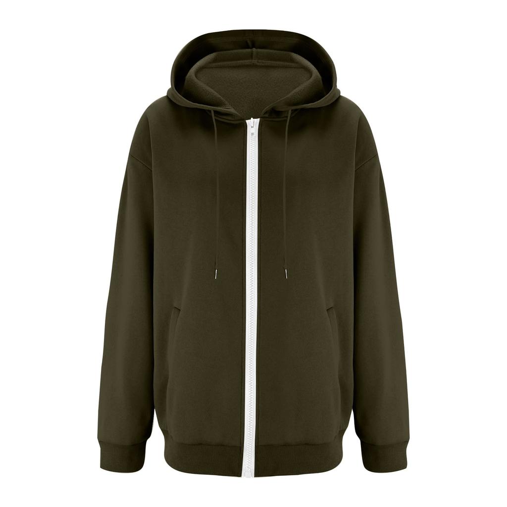 Women's Zip Hoodie Long Sleeve Oversized Sweatshirt Fleece Jacket Pocket Sweatshirt Jacket