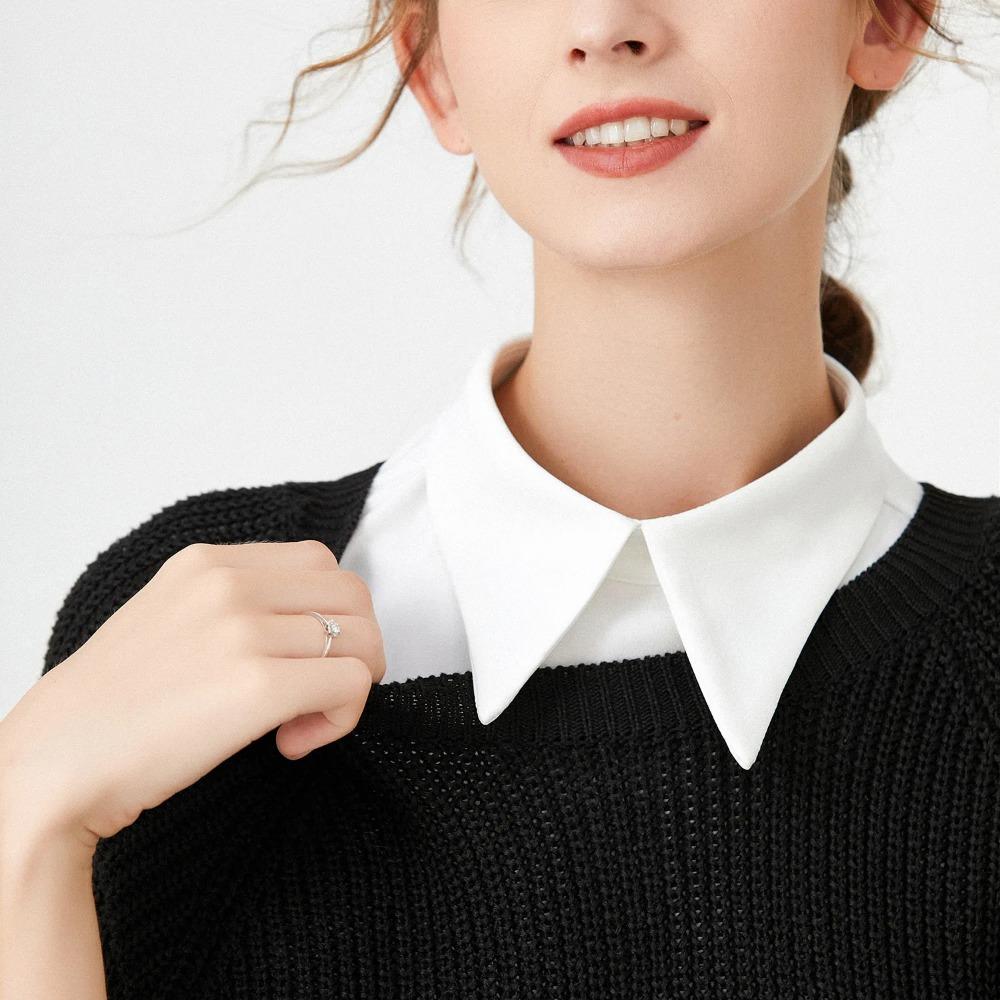 Linbaiway Chiffon Fake Collar Ladies Shirt Women False Collar for Sweater Autumn and Winter Solid Color Detachable Collar