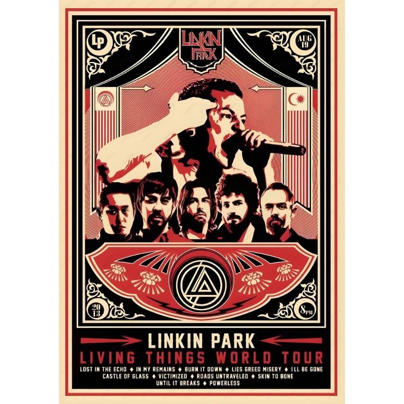 L-Linkin Park Рок-н-ролл группа Ретро постер Липкое настенное искусство Печать Водонепроницаемый Дом Гостиная Спальня Бар Эстетический декор