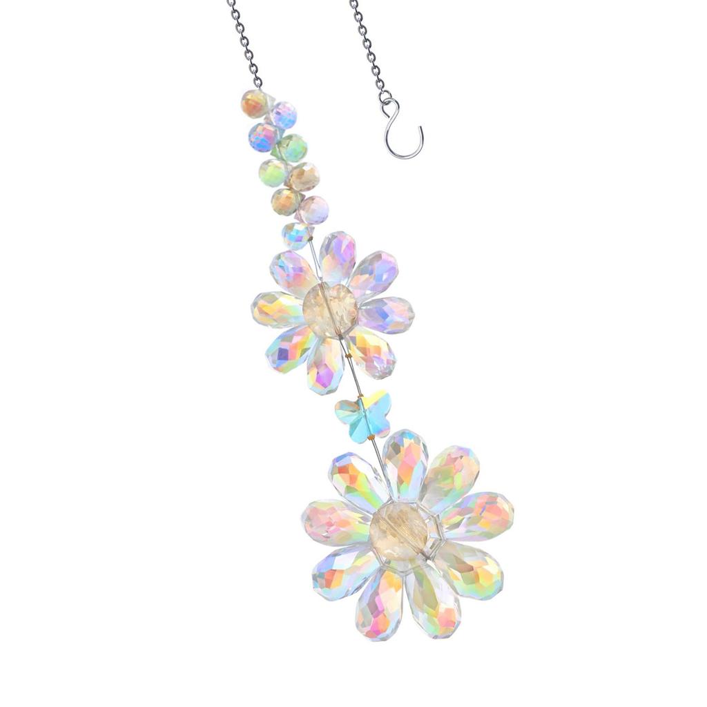 Сверкающий хрустальный двойной цветок подсолнух ловца солнца для балкона, отражатель солнечного луча для украшения внутри и снаружи