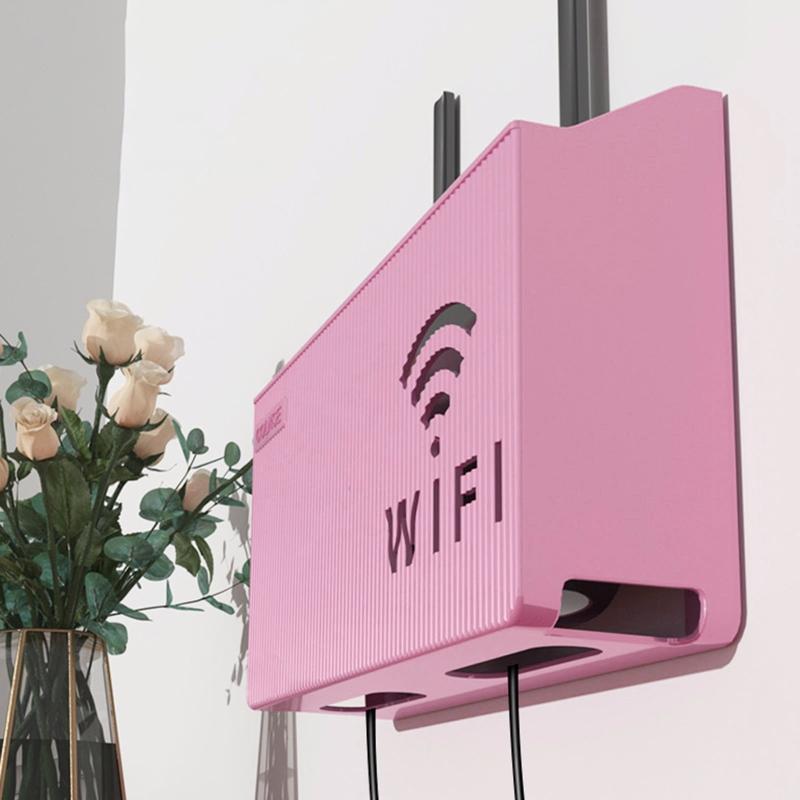 Sturdy Plastic Shelf Organizers Holds Router TV Box Optimizes Desk Space
