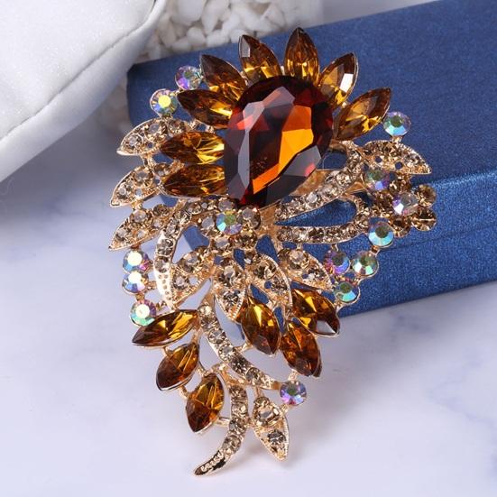Elegant Colorful Rhinestone Irregular Brooch Shape Vibrant Color Glass Pin Shawl Scarf Suit Collar Badge
