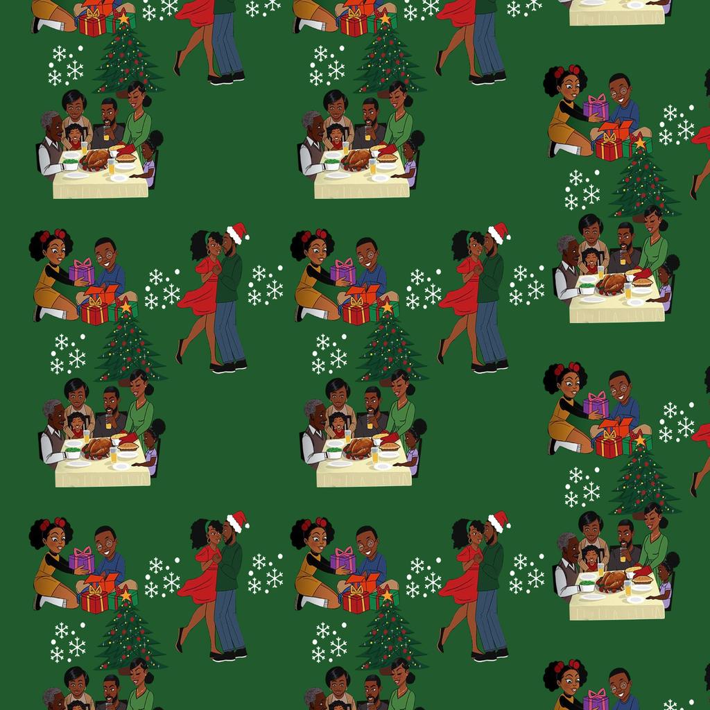 Home For The Holidays Black Santa Wrapping Paper,Fun Christmas Gift Wrapping Paper