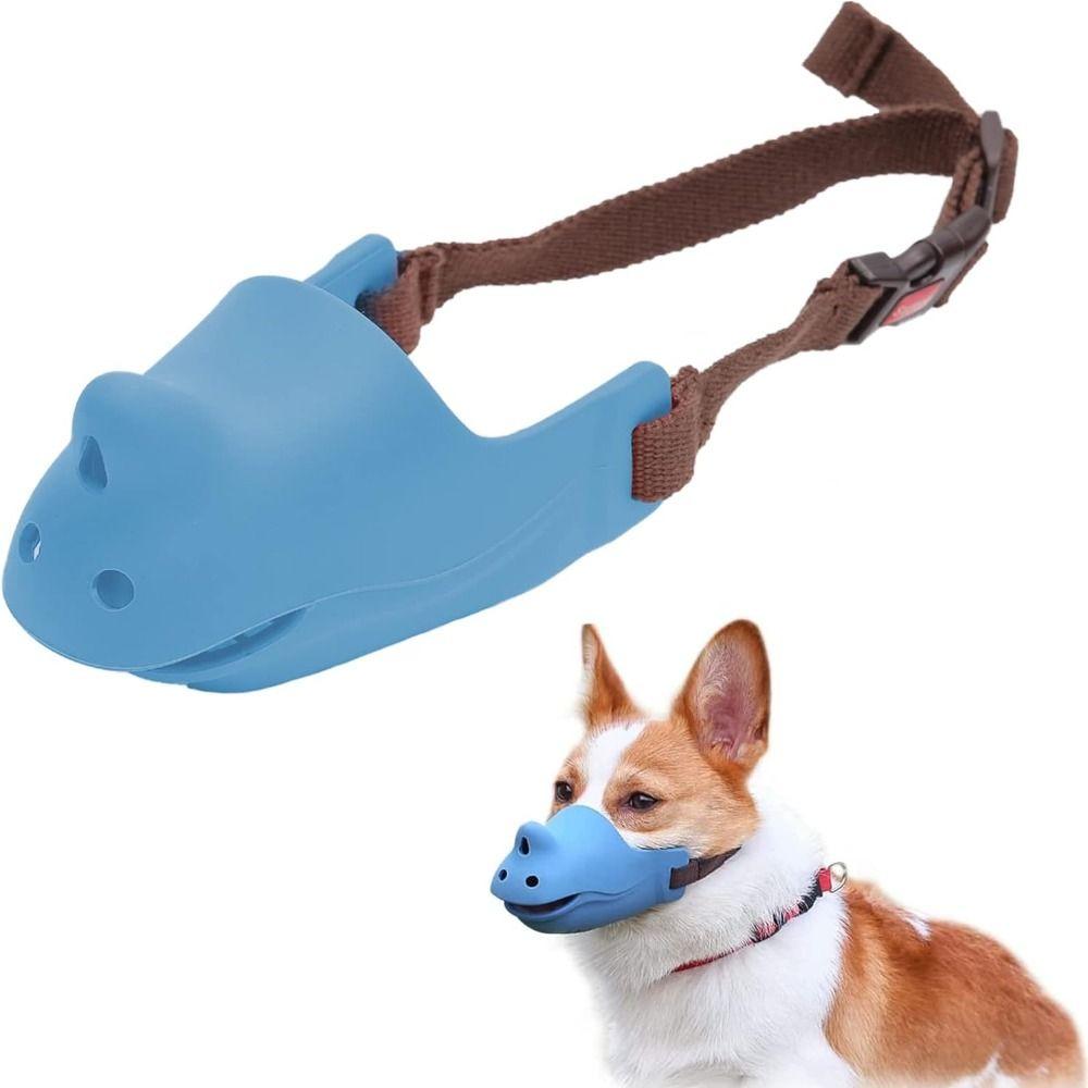 Adjustable Head Strap Silicone Dog Muzzle Anti-bite Dog Mouth Mask Funny Pet Mouth Cover  Puppy