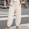 Women's Summer 3/4 Trousers  Summer Trousers With Pockets Causal Loose Trousers Fabric Trousers Sport Leisure Beach Trousers