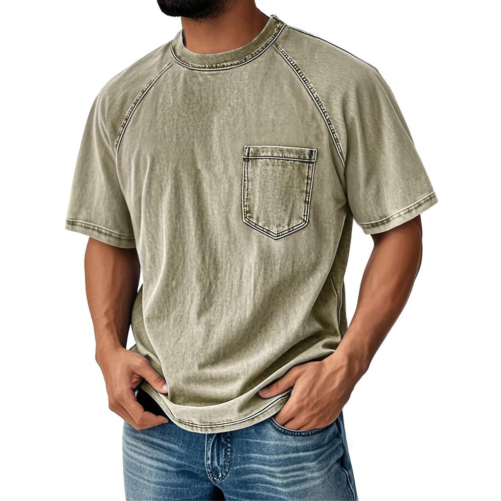 Men'S Fashionable Lapel And Shoulder Length Short Sleeved Casual Top