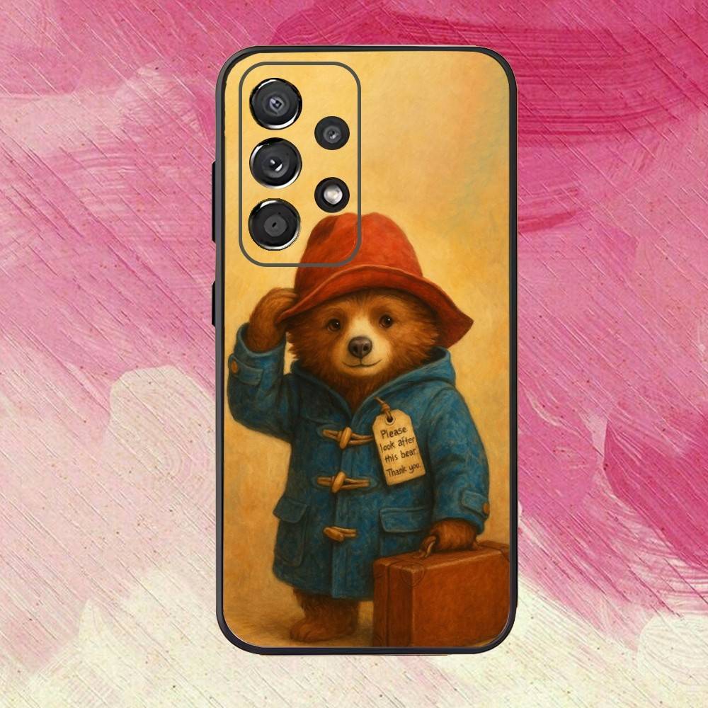 Милый Чехол для Телефона с P-Paddington B-Bear Для Samsung S25,S24,S21,S22,S23,S30,Ultra,S20,Plus,Fe,Lite,Note,10,9,5G Черный Чехол