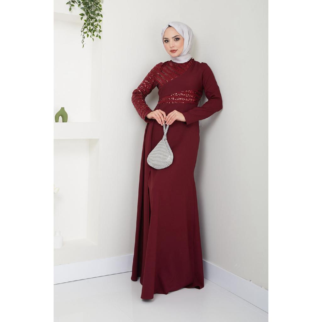 Женская одежда Вечернее платье Модное накидка с блестками Хиджаб Вечернее платье в форме рыбы 2711 Черный