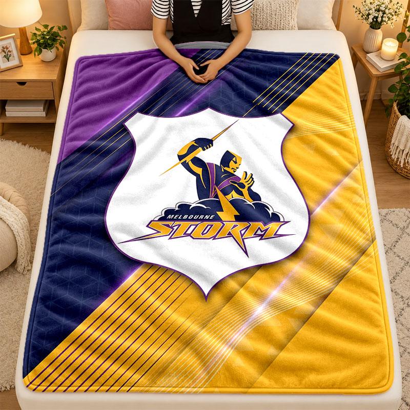 Flannel BlanketMelbourne Storm Warm Soft Throw Blanket for Indoor Sofa Bed Living Room Use
