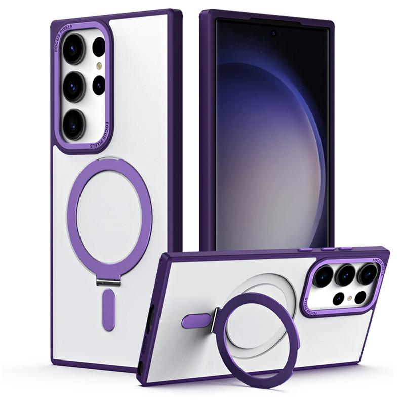 Подходит для Samsung S23 Новый Магнитный Кронштейн Защитный Чехол S25ultra Поддерживает Магнитную Беспроводную Зарядку Чехол для Мобильного Телефона