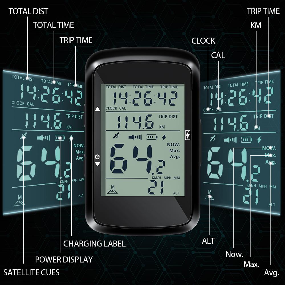 NEWBOLER Беспроводной велокомпьютер GPS Спидометр для велосипеда MTB Дорожный велосипед Водонепроницаемый USB-перезаряжаемый Велосипедные аксессуары