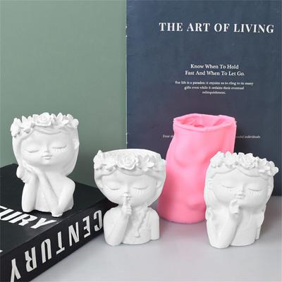 Силиконовая форма 3D, милая девушка, цветочный горшок, форма для поделок своими руками, гипсовая свеча, кристалл, эпоксидная смола, форма для домашнего декора