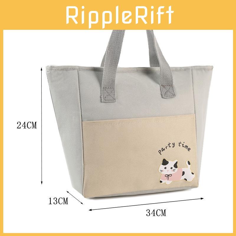 Cute Insulated Lunch Bag With Carry Handle Animal And Letter Prints For School