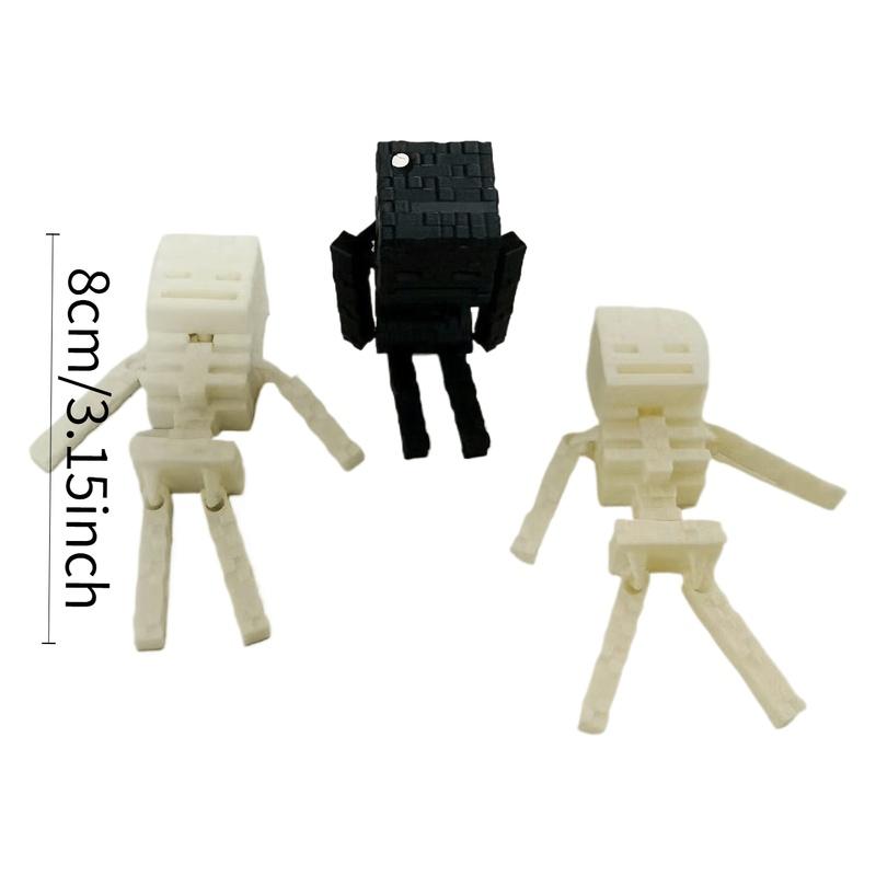 Пиксельная фигурка-коллекция Череп, Ретро-игрушка 8-бит, Пластиковое украшение, Черно-белый пиксельный декор для стола, Автомобиля, Дома и Офиса,