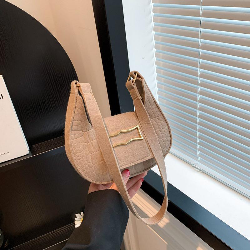 Фетровая женская сумка Сумка-полумесяц Кошачий замок Сумка-полумесяц Каменный узор Сумка подмышкой Креативная мода Одиночная