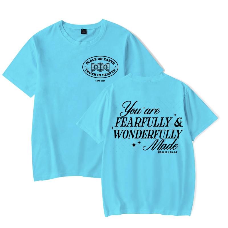 Gift for Christian Tshirt You Are Fearfully  Wonderfully Made Graphic T Shirts Women Funny Religious Christian Faith Tee Shirt