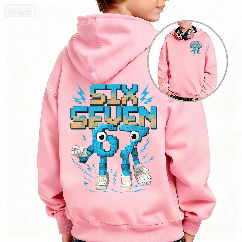 Teens Favorite SIX SEVEN Print Hoodie, Euro American Campus Style, Comfortable Top, Versatile Top for Autumn Winter