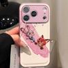 Порошковое покрытие кролика подходит для чехла для мобильного телефона Apple 17pro iphone16pm с рисунком под кожу материал из овчины