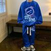 Harajuku Trendy Men's Sporty Casual Set: Creative Design Hoodie & Pants