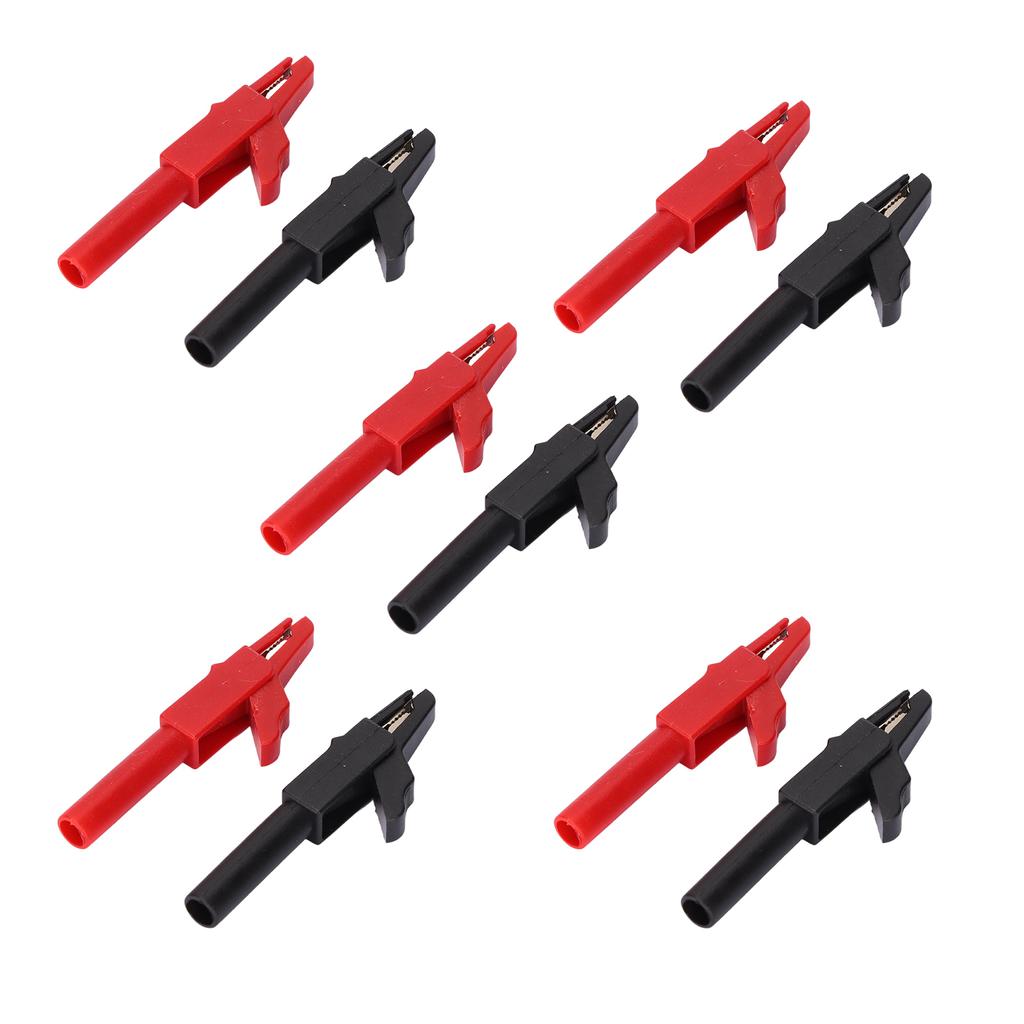 10pcs Car Battery Clip Red Black 15A Safety PA Insulated Electrical Cable Clamp for 4mm Banana Plug