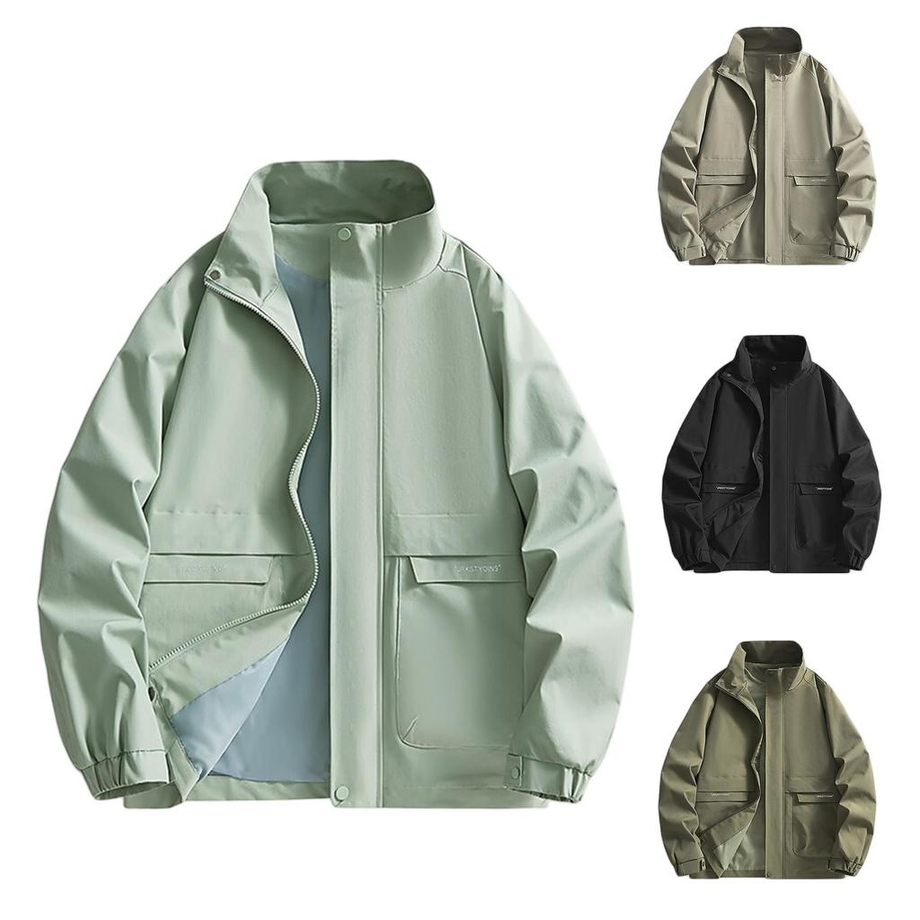 New Zipper Casual Coat Loose Collar Big Pocket Jacket Large Size Fashion Leisure Outdoor Sports Coat