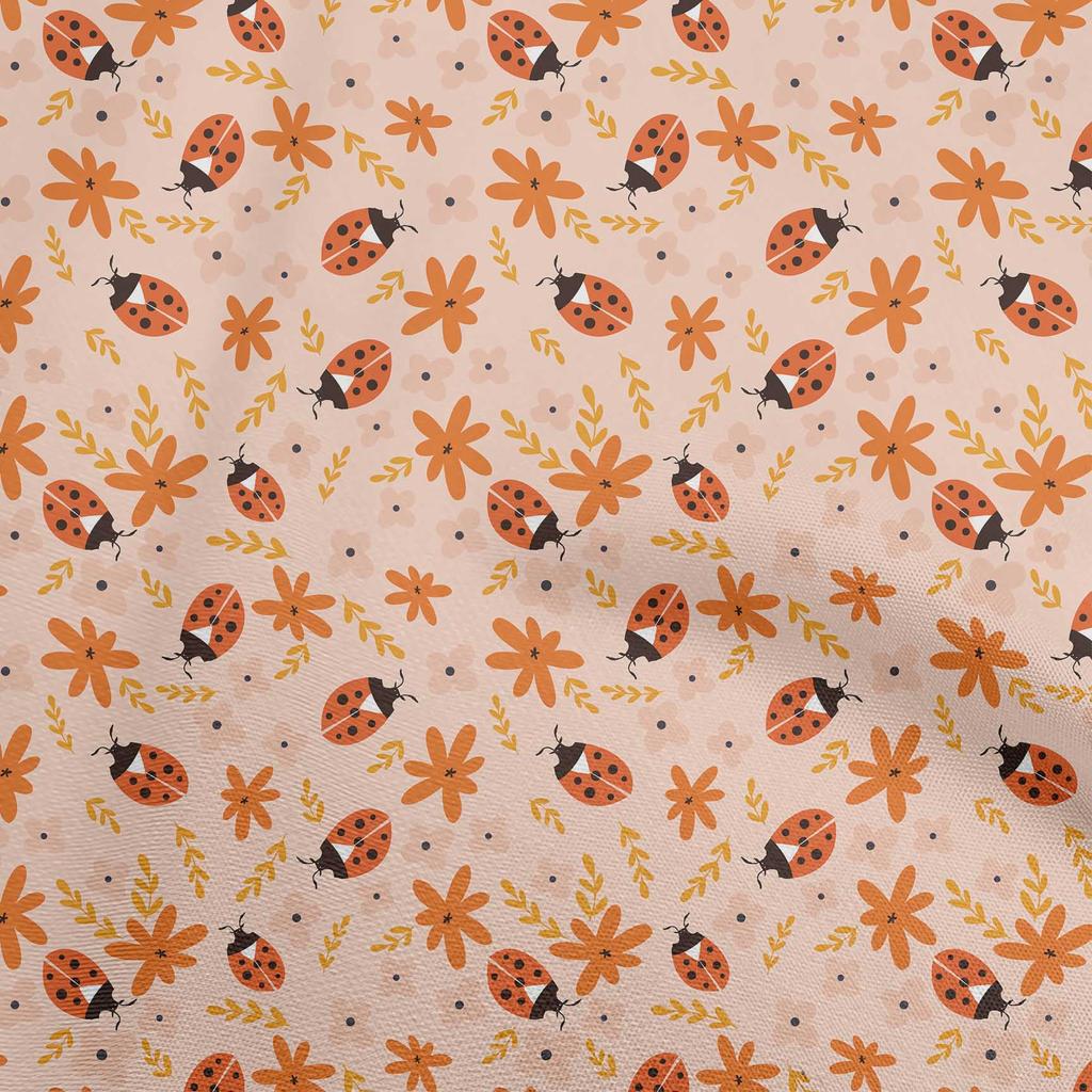 oneOone Cotton Poplin Aqua Blue Fabric Bird Ladybird  Craft Projects Decor Fabric Printed By The Yard 42 Inch