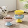 Керамическая миска для питомца с цветными блоками, приподнятая миска для кошки, защищает шейные позвонки, товары для питомцев