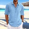 Men's Linen Shirts Long Sleeve Button Up Shirt Casual Summer Loose Fit Home Style Shirts