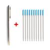 1pen+10 Refills Metal Ballpoint Pen with Refills for School Office Stainless Steel Material Rotating Stationery Supplies Pens