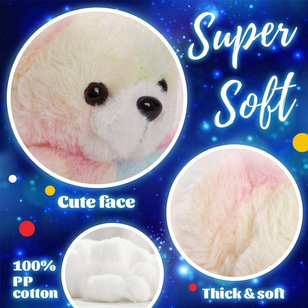 Glow Guards-oso de peluche de arcoíris con luz Musical, almohada de animales con luz LED, regalos de cumpleaños y vacaciones para niños