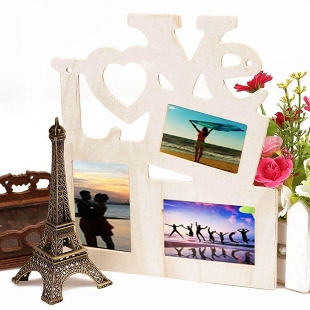 Fashion Art DIY Paint  Wooden Photo Frame Heart Shape Picture Holder Love  Rahmen