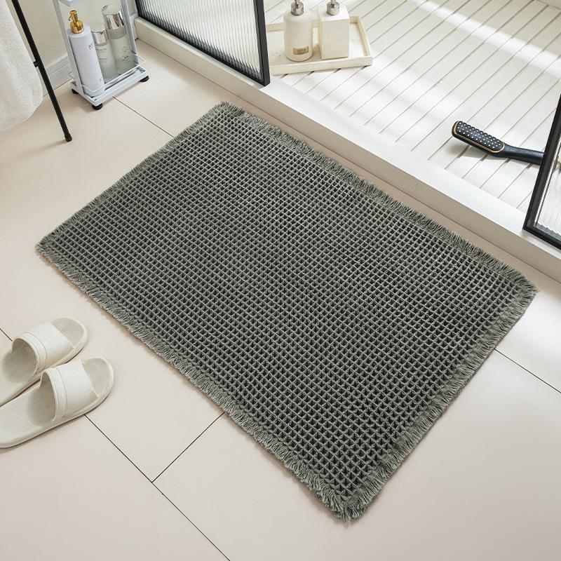 Non-Slip Bathroom Carpet Doormat Floor Mat Thicker Linen Woven Bath Mat Bathroom