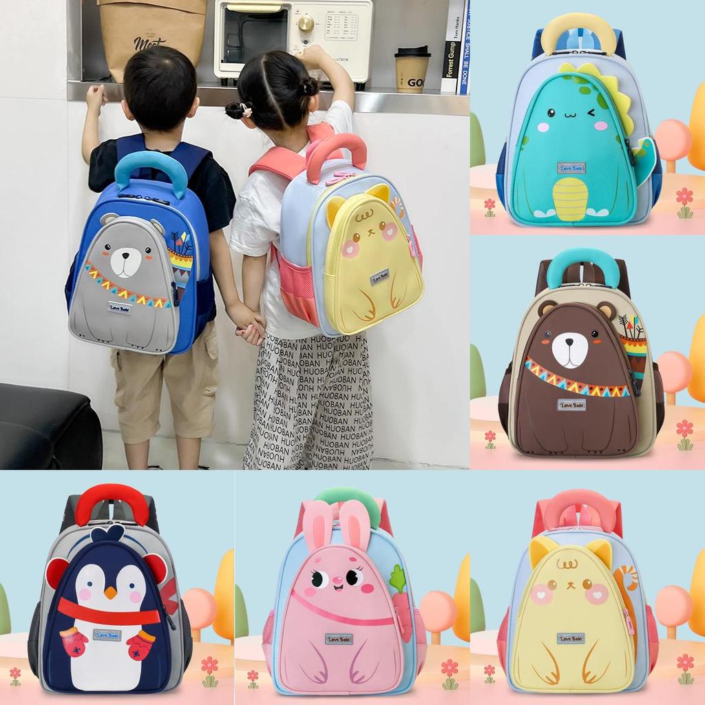 Small Bear Penguin Pattern Cartoon Toddler Backpack Made Of Oxford Fabric For Kids School Days