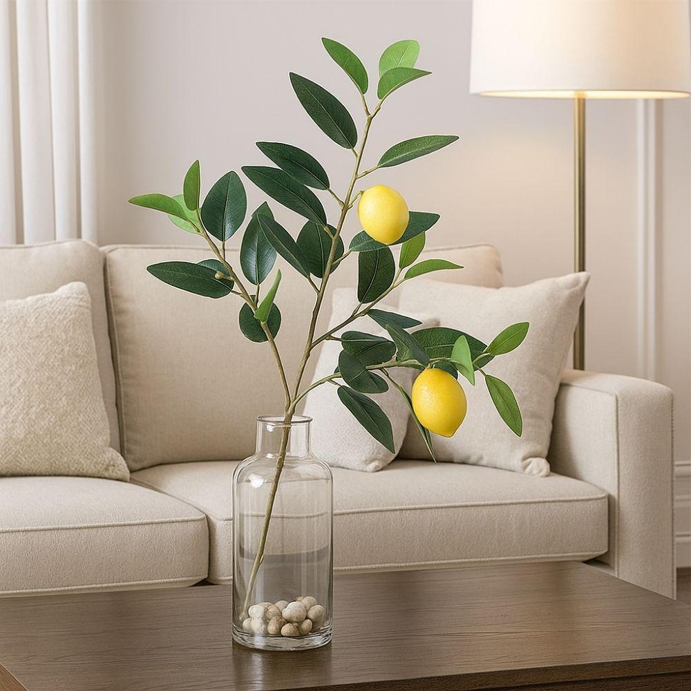 Green Leaves Artificial Lemon Branch Plastic Fruit Lifelike Fake Fruit Props Flower Arrangement Realistic