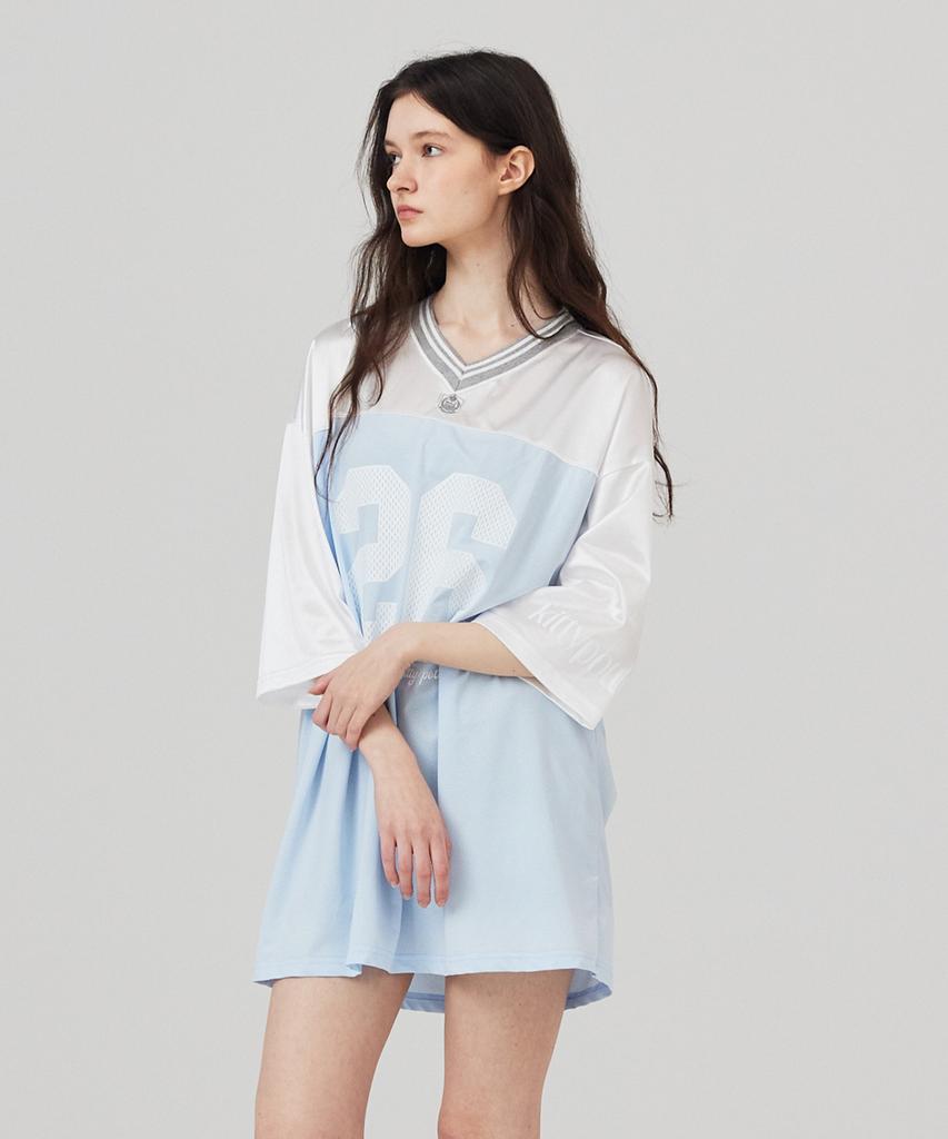 KITTY POTTERY 26 Block Oversized Short Sleeve T-Shirt Sky Blue