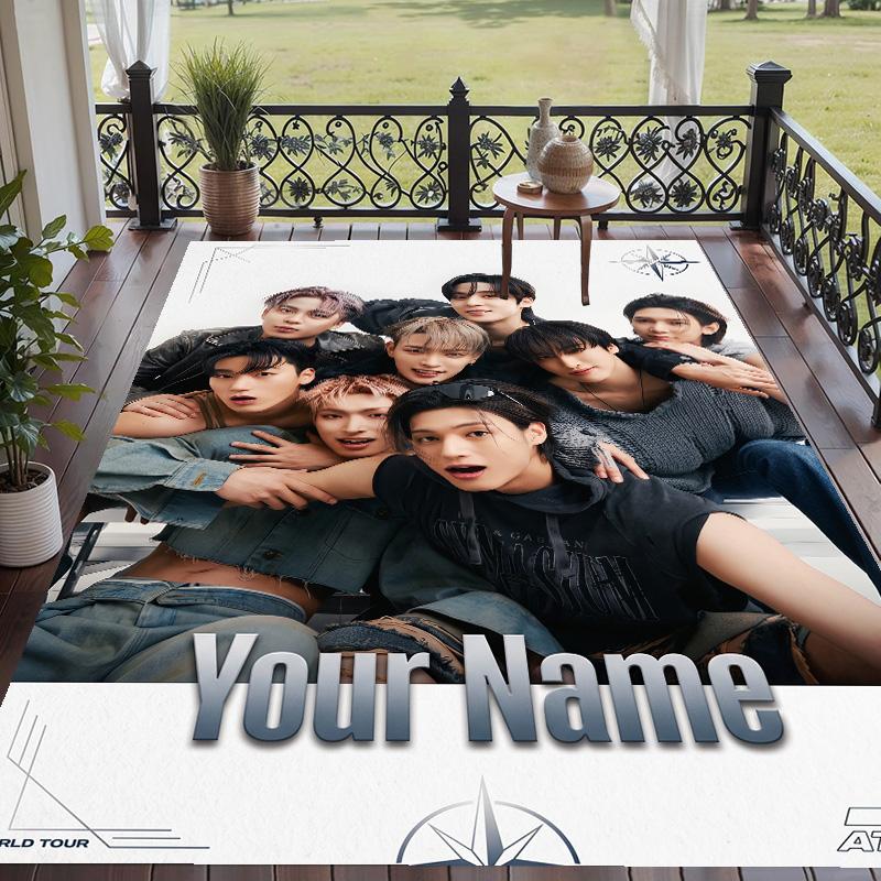 Custom Text ATEEZ Pattern Floor Rug Soft Indoor Carpet Mat Living Room Bedroom