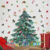 Рождественская наклейка на стену для украшения фона стены гостиной, самоклеящаяся, с рождественской елкой, акварельная, с подарком, колокольчиком, ПВХ