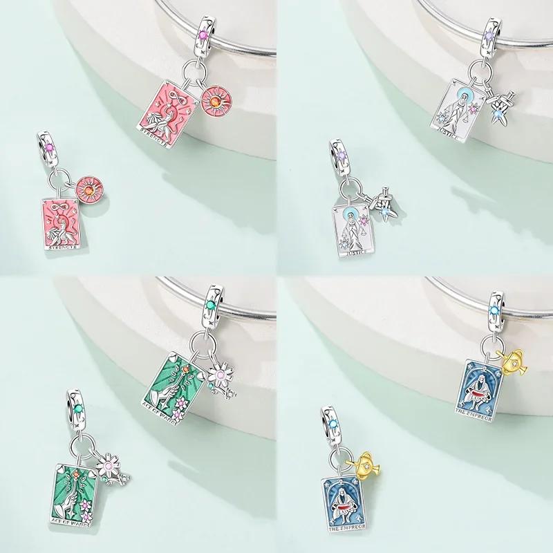 Медные Шармы Серии Таро Изысканные Звезда Луна Солнце Любовь Весы Бусины Подходят для Оригинального Браслета для Женщин DIY Изысканные Подарки