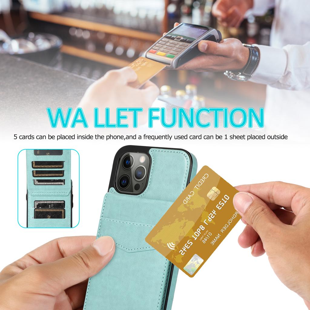 Dual Layer Wallet Card Slot Flip Magnetic Leather Case for iPhone 15 14 13 12 Pro Max Xs Max Xr 8 / Samsung S23 S22 S21 Ultra Plus A14 A13 A54 A53 A52