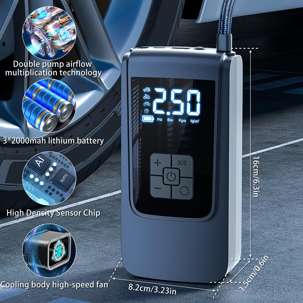 Беспроводной насос для накачивания шин 150PSI портативный электрический воздушный компрессор 6000 мАч перезаряжаемый мини-насос для шин для автомобилей мотоциклов велосипедов