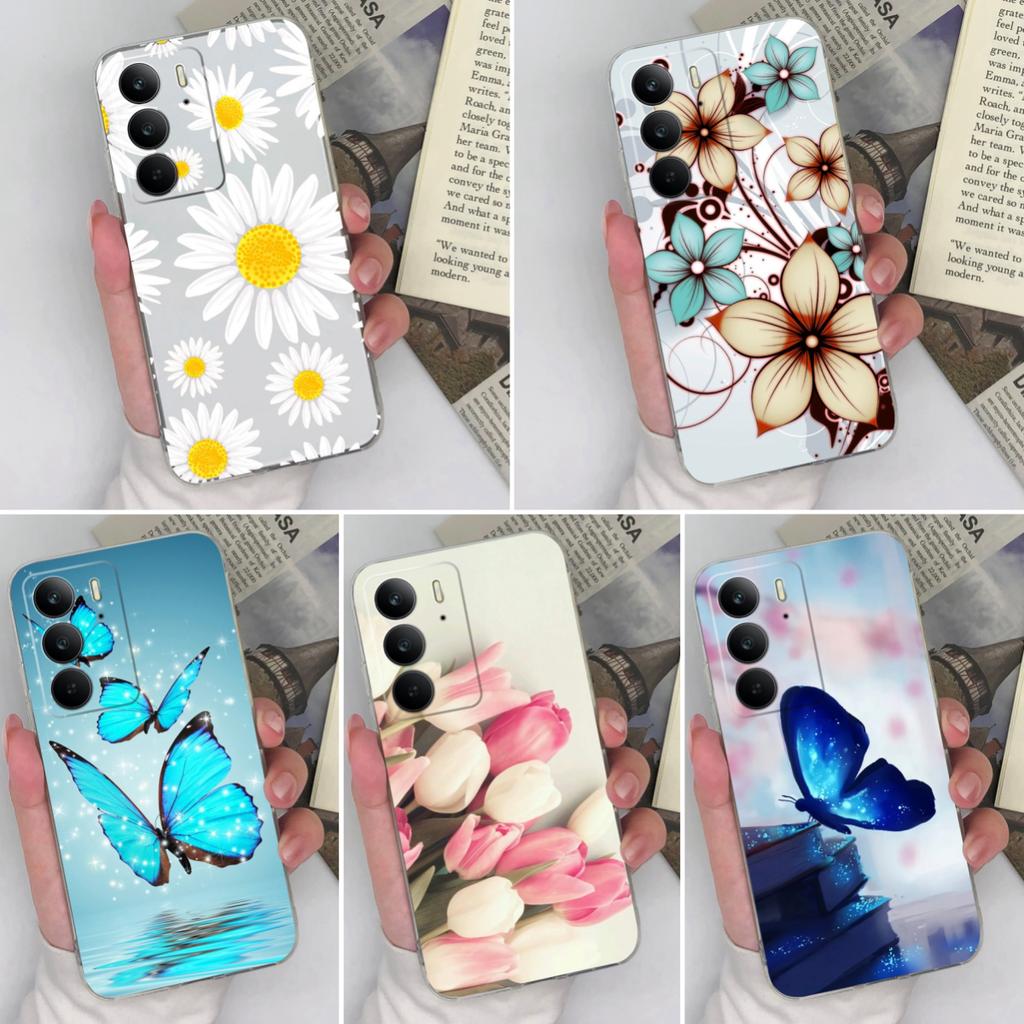Новые чехлы для OPPO Find X8 Pro Neo7 P1 Speed Reno 13 Pro 13F Realme 13+ C75 Beautiful Butterfly Daisy Clear Soft Silicone TPU Shokproof For Oppo Shell