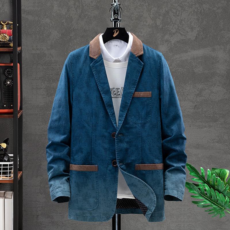 Мужской повседневный костюм Вельветовая мужская модная корейская куртка Весенне-осенняя модная куртка Мужской костюм Верх