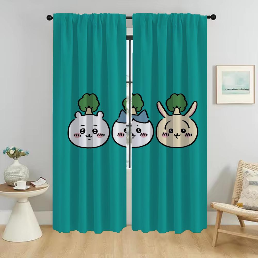 Curtains for Living Room Curtain Chiikawaes Home Interior Curtains 2 Pieces Halloween Decoration Shades Tulle for Bedroom Camera