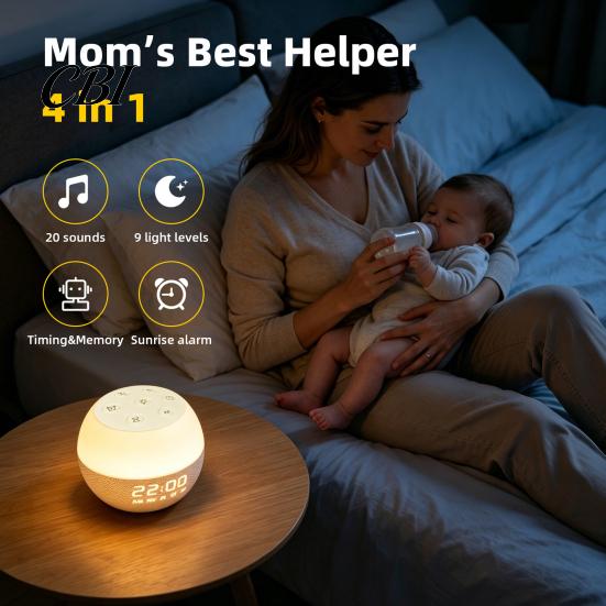 Customizable Sound Effect Player White Noise Sleep Machine, Portable Baby Night Light with 20 Soothing Ambient Machine Sounds, Timer Auto Off